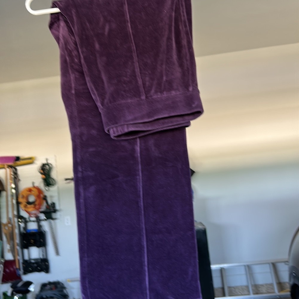 Size large plum colored full length brushed velour pants.